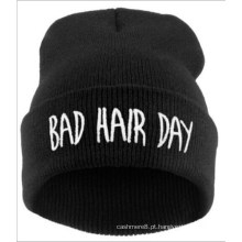 Unisex tricotado cabelo ruim dia punk bordado inverno chapéu morno gorro (hw146)